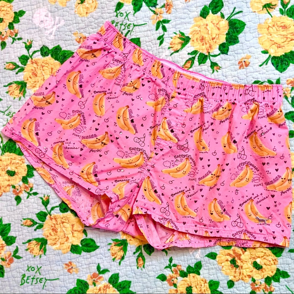 Victorias Secret Pink Banana Rhinestone Shorts Y2K